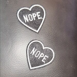 Black Heart Patches with 'NOPE' Design